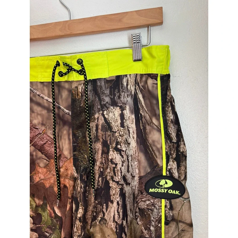 Mossy Oak Mens Camo Swim Trunks Neon Yellow Break-Up Country Small‎